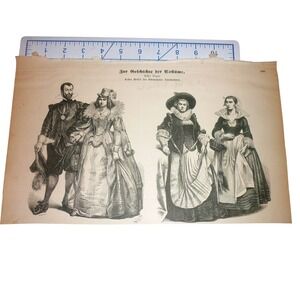 Antique Zur Geschichte der Costüme Plate 296 17th Century Fashion Print German